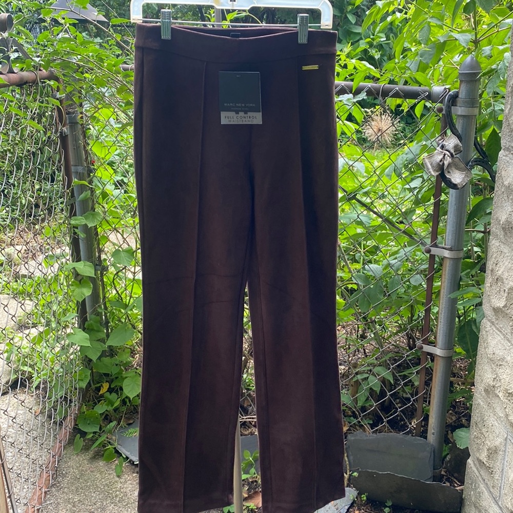 Mark New York Andrew Marc Chocolate Brown Suede Dress Pants Size S